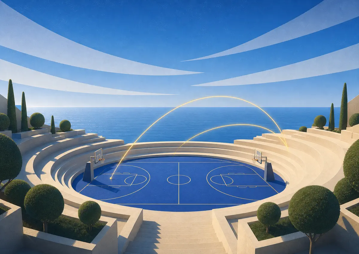 A geometric arena with analytical trajectory arcs